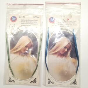 Vtg Boye Aluminum Circular Knitting Needles Size 6/10 Lot of 2 USA NOS